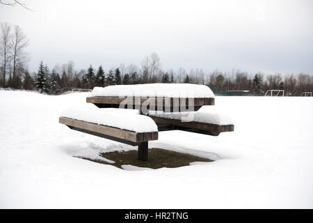 Park mit Schnee bedeckt Stockfoto