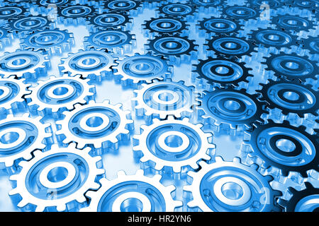 blaue Zahnrad füllte den Raum Stockfoto
