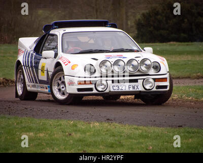 Bühne am Rennen Retro Rally. Ford RS200 Stockfoto