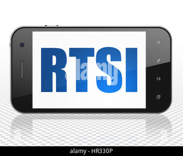 Stock Market Indizes Konzept: Smartphone mit RTSI auf dem Display Stockfoto