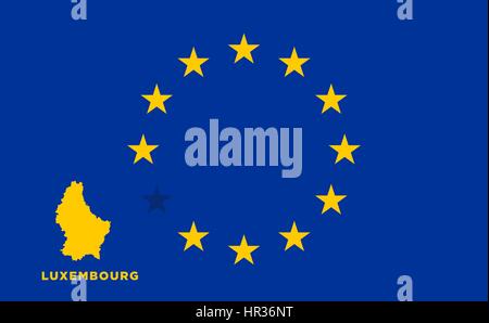 Volksabstimmung vom Luxemburg Mitgliedschaft der Europäischen Union. EU-Flagge mit dem Land Luxemburg. Das Konzept der EU verlassen. Vektor-illustration Stock Vektor