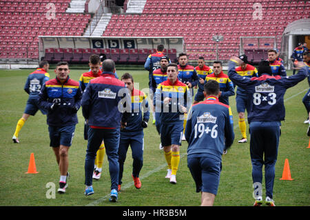 Cluj-Napoca, Rumänien-26. März 2016: The National Football Team von Rumänien während einer Trainingseinheit vor dem Freundschaftsspiel gegen Spanien spielen Stockfoto