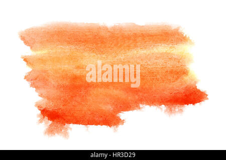 Orange Aquarellpinsel Striche über dem weißen Hintergrund isoliert Stockfoto