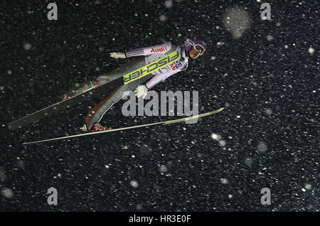 Lahti, Finnland. 26. Februar 2017. Deutscher Leichtathlet Andreas Wellinger in Aktion bei der nordischen Ski-Weltmeisterschaften in Lahti, Finnland, 26. Februar 2017. Foto: Karl-Josef Hildenbrand/Dpa/Alamy Live News Stockfoto