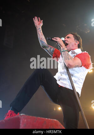 London, Ontario, Kanada. 26. Februar 2017. Billy Talent Leadsänger Benjamin Kowalewicz führt im Konzert am 26. Februar 2017 in London, Ontario, Kanada. Bildnachweis: Mark Spowart/Alamy Live-Nachrichten Stockfoto