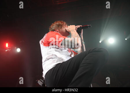 London, Ontario, Kanada. 26. Februar 2017. Billy Talent Leadsänger Benjamin Kowalewicz führt im Konzert am 26. Februar 2017 in London, Ontario, Kanada. Bildnachweis: Mark Spowart/Alamy Live-Nachrichten Stockfoto