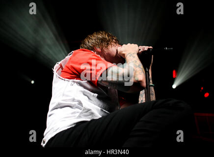 London, Ontario, Kanada. 26. Februar 2017. Billy Talent Leadsänger Benjamin Kowalewicz führt im Konzert am 26. Februar 2017 in London, Ontario, Kanada. Bildnachweis: Mark Spowart/Alamy Live-Nachrichten Stockfoto