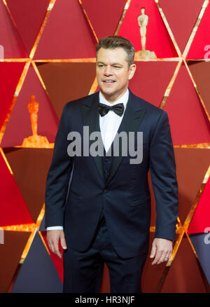 Los Angeles, USA. 26. Februar 2017. Schauspieler Matt Damon kommt für den roten Teppich der 89. Academy Awards am Dolby Theater in Los Angeles, USA, am 26. Februar 2017. Bildnachweis: Yang Lei/Xinhua/Alamy Live-Nachrichten Stockfoto