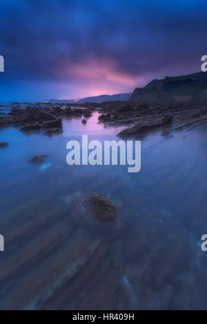 Sakoneta Strand in der Nacht Stockfoto
