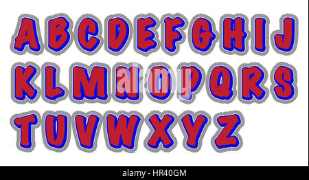 Eine bunte und lustige Alphabet Design isoliert auf weißem Hintergrund Stockfoto