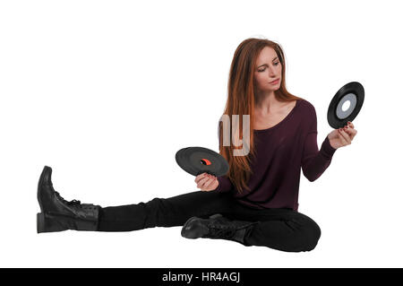 Schöne Frau mit Jahrgang 45 Einzelsatz Stockfoto