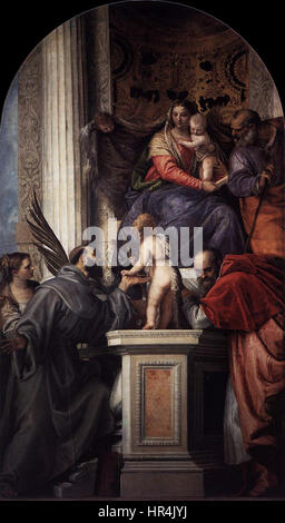 Paolo Veronese - thronende Madonna mit Kind, mit den Säugling St. Johannes der Täufer und der Heiligen - WGA24814 Stockfoto
