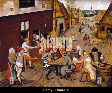 Pieter Brueghel der jüngere - Bauern machen frohe außerhalb einer Taverne "The Swan" - WGA03623 Stockfoto