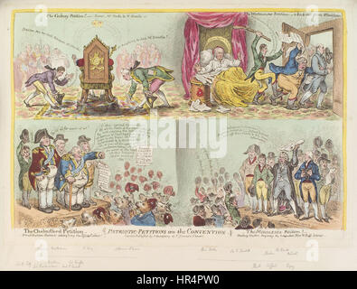 Patriotische-Petitionen auf dem Übereinkommen von James Gillray Stockfoto