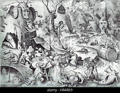 Pieter Bruegel der ältere-die sieben Todsünden oder die sieben Laster - Völlerei Stockfoto