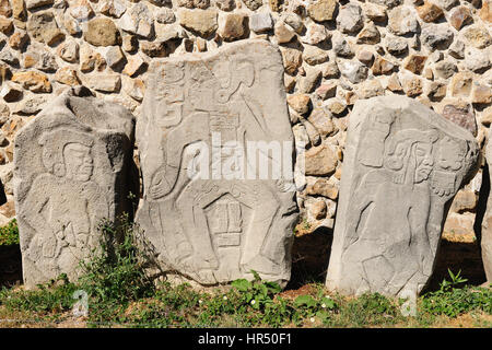 Mexiko, Ruinen Maya-Stadt in Monte Alban in der Nähe von Oaxaca-Stadt. Das Bild zeigt Schnitzereien detail Stockfoto