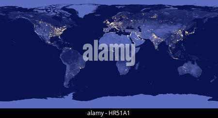 Erde bei Nacht - Elemente dieses Bildes sind von der NASA eingerichtet Stockfoto