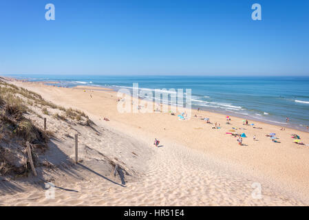 Die Düne und der Strand von Lacanau, Atlantik, Frankreich Stockfoto