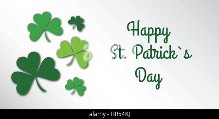 Glücklich St. Patrick Day Glückwunsch Karte mit Klee Kleeblatt. Stock Vektor