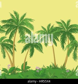Palmen und Blumen, nahtlose Stock Vektor