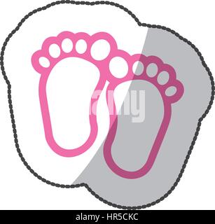 Aufkleber Baby Farbe Fußabdruck stehend in rosa Stock Vektor
