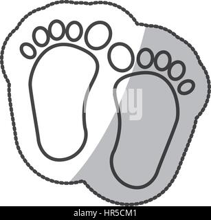Aufkleber Baby Farbe Fußabdruck stehen in der silhouette Stock Vektor