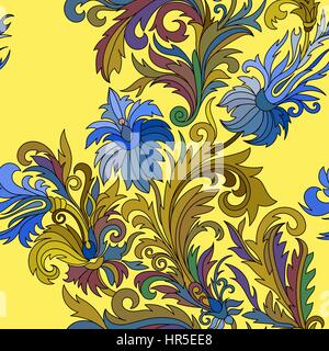 Vektor Musterdesign. Hand gezeichnet Doodle Stil Fantasie Blumen. Stock Vektor