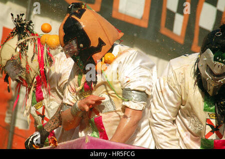 Ivrea Karneval, Momente aus der Schlacht von Organen Stockfoto