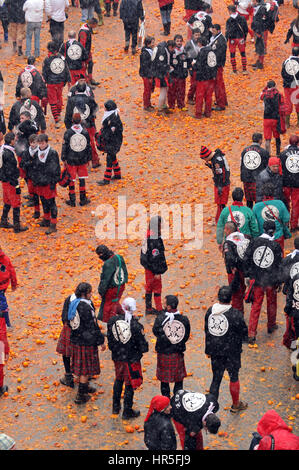 Ivrea Karneval, Momente aus der Schlacht von Organen Stockfoto