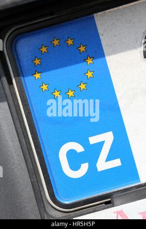 Länderkennung von EU Auto Kennzeichen: Tschechische Republik Stockfoto