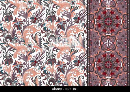 Nahtlose florale Mustern gesetzt. Vintage Blumen Hintergründe und grenzt an Vektor Stock Vektor