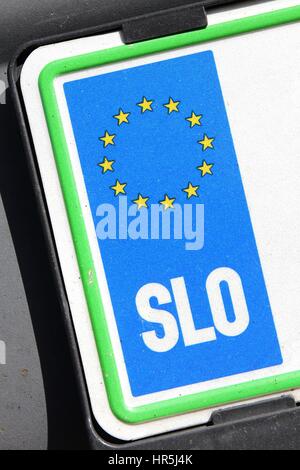 Länderkennung von EU Auto Kennzeichen: Slowenien Stockfoto