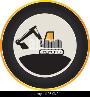 Farbe runden Schild mit Bagger Stock Vektor