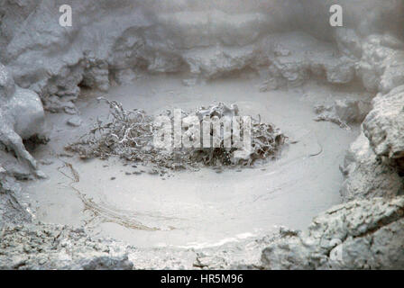 Siedepunkt Mud-pits emitting Schwefelsäure Gas, Namjafall, Hevrir, Island. Stockfoto