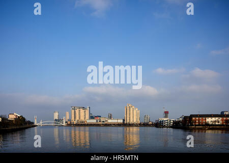 MediacityUK The Lowry Outlet Mall Komplex über Manchester Ship Canal in Salford Quays Salford Manchester England, UK Stockfoto