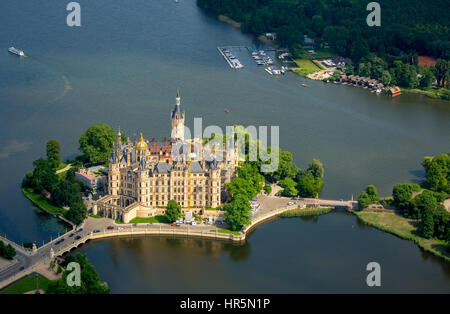 Schloss Schwerin, Schlossgarten, Burgsee, See-Schweriner See, Schweriner See, Mecklenburg-West Pomerania, Deutschland Stockfoto