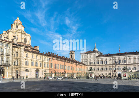 Turin, Italien, Europa - Februar 16, 2017: Blick auf die Piazzetta Reale und Polo Reale Stockfoto