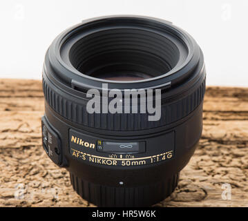 Nikon AF-S Nikkor 50mm f1.4G Objektiv. Stockfoto