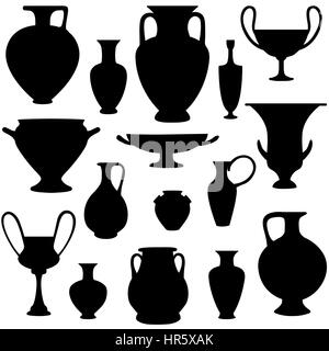 Antike griechische vase Silhouette. Griechenland icon Sammlung. Stock Vektor