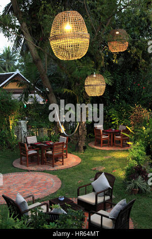 Laos, Luang Prabang, 3 Nagas Hotel, Garten, Stockfoto