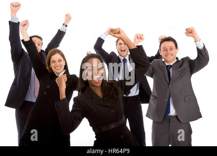 Business-Team voller Erfolg über einen weißen Hintergrund isoliert Stockfoto
