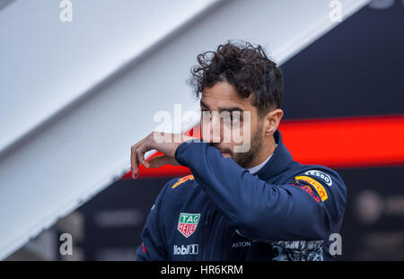 Bracelona, Deutschland. 27. Februar 2017. Australische Formel1 pilot Daniel Ricciardo, fotografiert in der Formel1 pre-Season Tests auf der Rennstrecke Circuit de Catalunya in Bracelona, Deutschland, 27. Februar 2017. Die neue Formel1 Saison startet am 26. März 2017 in Australien. Foto: Jens Büttner/Dpa-Zentralbild/Dpa/Alamy Live News Stockfoto