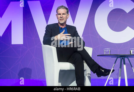 Barcelona, Spanien. 27. Februar 2017. Netflix-CEO Reed Hastings sprechen während des Mobile World Congress 2017. Bildnachweis: Victor Puig/Alamy Live-Nachrichten Stockfoto