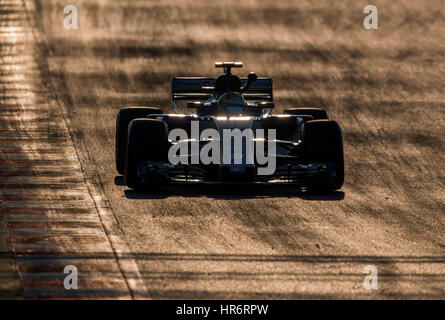 Bracelona, Deutschland. 27. Februar 2017. Schwedische Formel1-Fahrer Marcus Ericsson von Sauber Tests seiner neuen Rennwagen in der Formel1 pre-Season Tests auf der Rennstrecke Circuit de Catalunya in Bracelona, Deutschland, 27. Februar 2017. Die neue Formel1 Saison startet am 26. März 2017 in Australien. Foto: Jens Büttner/Dpa-Zentralbild/Dpa/Alamy Live News Stockfoto