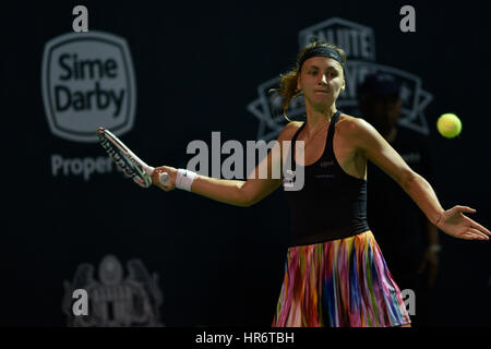 Kuala Lumpur, Malaysia. 27. Februar 2017. Maryna Zanevska von Belgien am 1. Tag ALYA WTA Malaysia Open 2017 bei TPC Kuala Lumpur, Malaysia auf 27. Februar 2017 abgebildet. Bildnachweis: Ali Mufti/Alamy Live-Nachrichten Stockfoto