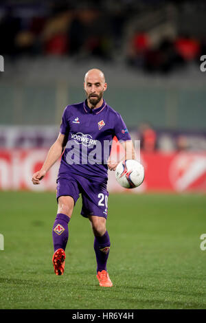 Firenze, Italien. 23. Februar 2017. Borja Valero (Fiorentina) Fußball: UEFA Europa League Runde der 32 2. Bein match zwischen ACF Fiorentina 2-4 Borussia Mönchengladbach im Stadio Artemio Franchi in Florenz, Italien. Bildnachweis: Maurizio Borsari/AFLO/Alamy Live-Nachrichten Stockfoto