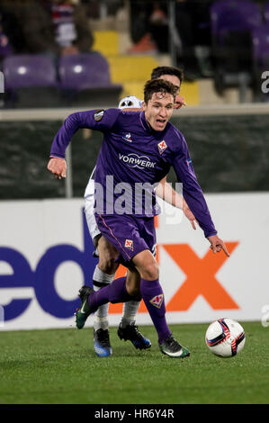 Firenze, Italien. 23. Februar 2017. Federico Chiesa (Fiorentina) Fußball: UEFA Europa League Runde der 32 2. Bein match zwischen ACF Fiorentina 2-4 Borussia Mönchengladbach im Stadio Artemio Franchi in Florenz, Italien. Bildnachweis: Maurizio Borsari/AFLO/Alamy Live-Nachrichten Stockfoto