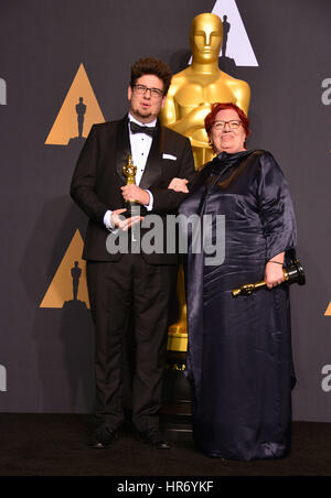 Anna Udvardy, Kristof Deak 408 89. Academy Awards (Oscars), Presseraum im Dolby Theatre in Los Angeles. 26. Februar 2017. Stockfoto