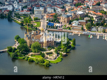 Schloss Schwerin, Schlossgarten, Burgsee, See-Schweriner See, Schweriner See, Mecklenburg-West Pomerania, Deutschland Stockfoto