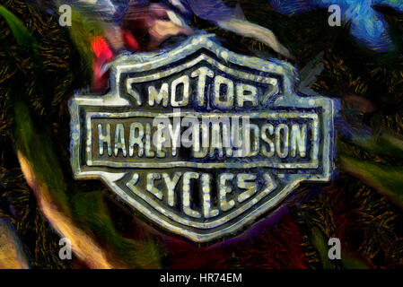 Harley-Davidson Abzeichen auf tank Stockfoto